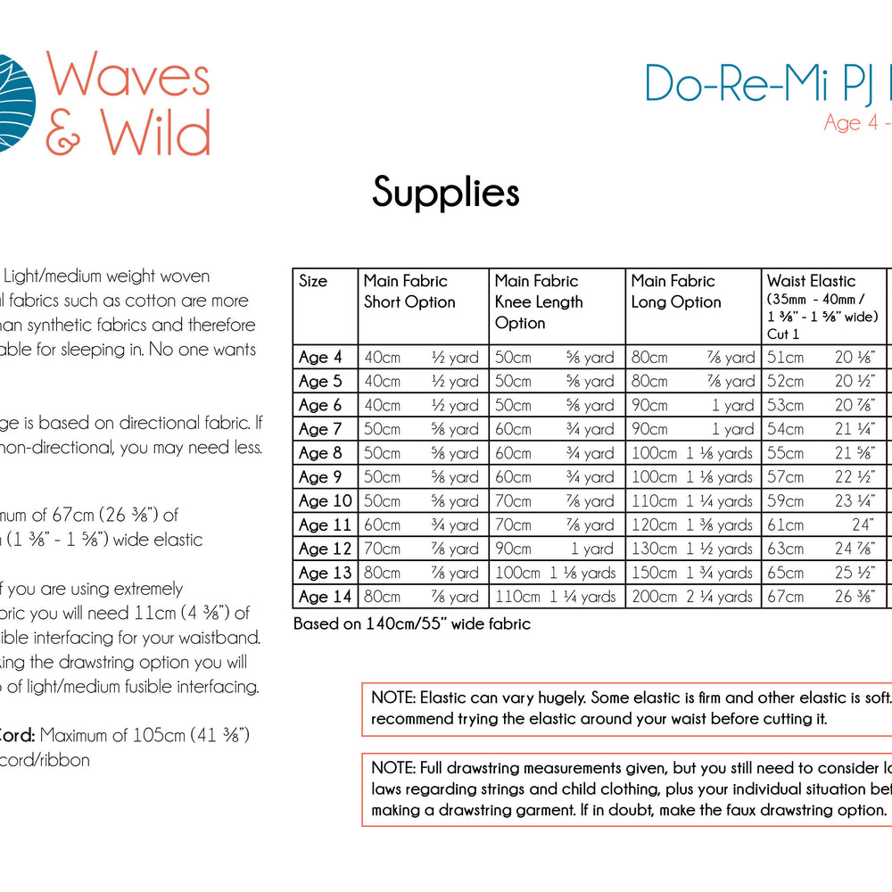 
                      
                        Do-Re-Mi PJ Pants Child - Waves & Wild PDF Pattern
                      
                    
