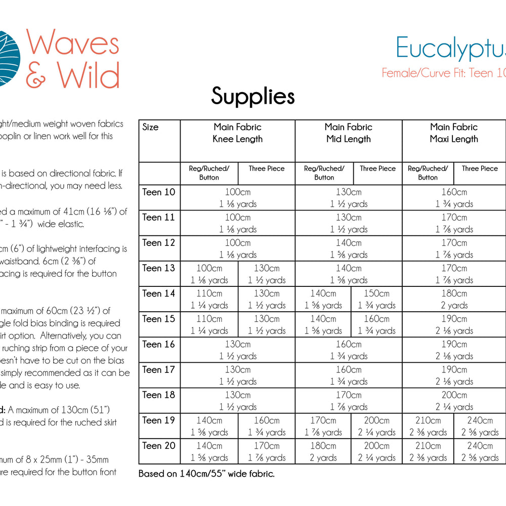 
                      
                        Eucalyptus Skirt Teen - Waves & Wild PDF Pattern
                      
                    
