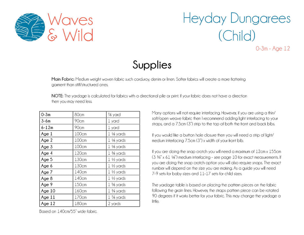 
                      
                        Heyday Dungarees - Waves & Wild PDF Pattern
                      
                    