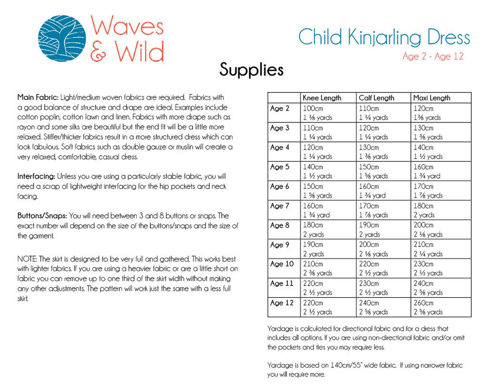 
                      
                        Kinjarling Dress Child - Waves & Wild PDF Pattern
                      
                    