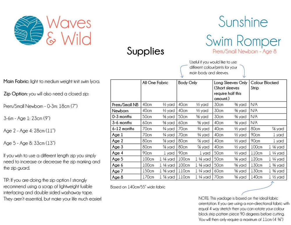 
                      
                        Sunshine Swim Romper - Waves & Wild PDF Pattern
                      
                    