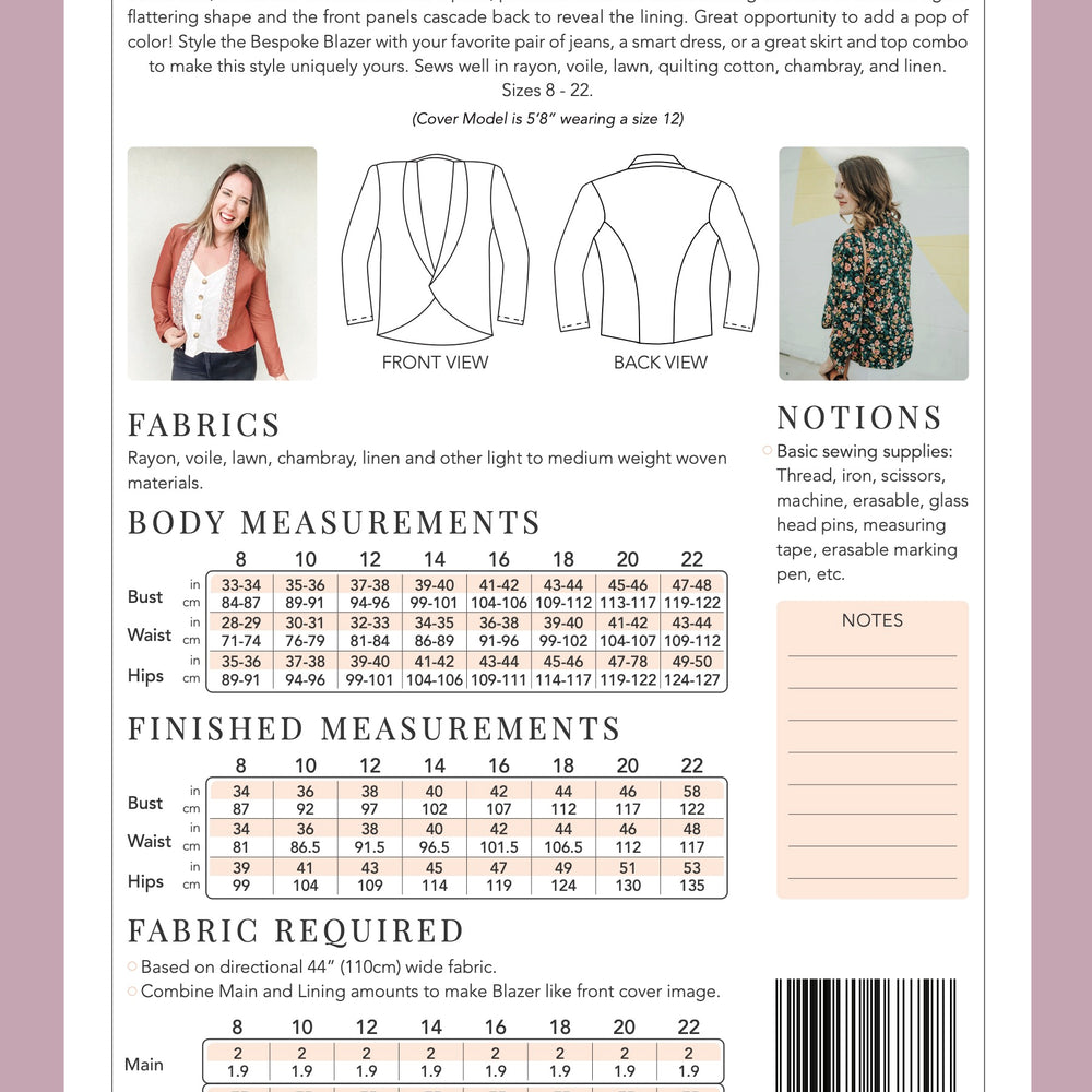 Bespoke Blazer - Sew To Grow PDF Pattern